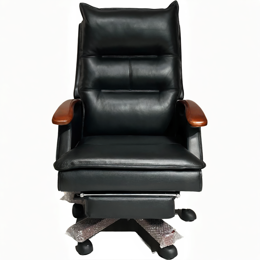 Executive Leather Office Chair – Reclining Desk Chair with Foot Rest