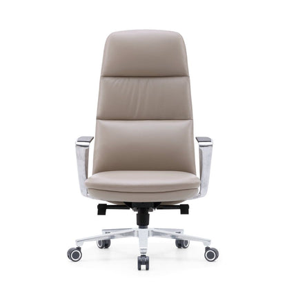 Premium Cream Faux Leather Executive Office Chair