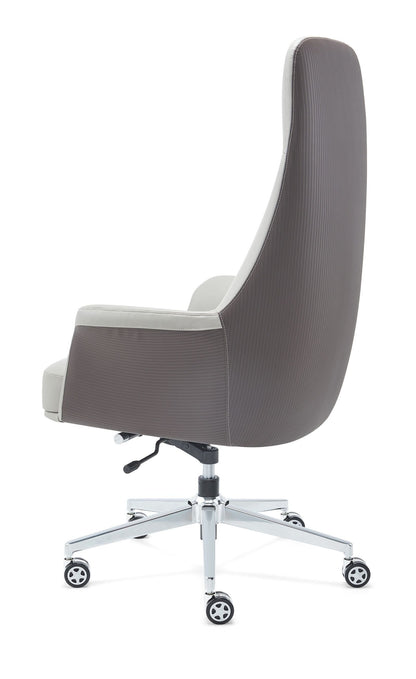 Stylish Grey Faux Leather Upholstered Office Chair with Chrome Finishes