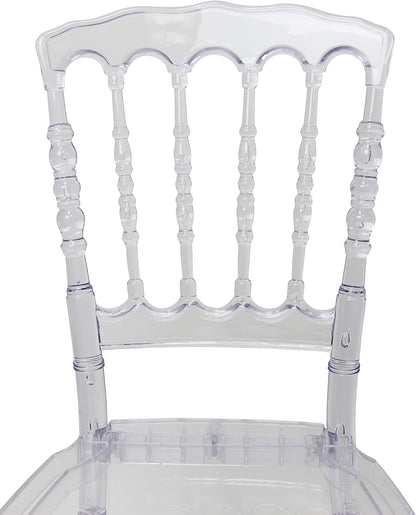 FOHBuy Set of 4 Clear Crystal Acrylic Chairs, Transparent Stacking Chiavari Dining Chairs for Weddings, Banquets, Events (Napoleon, Clear)