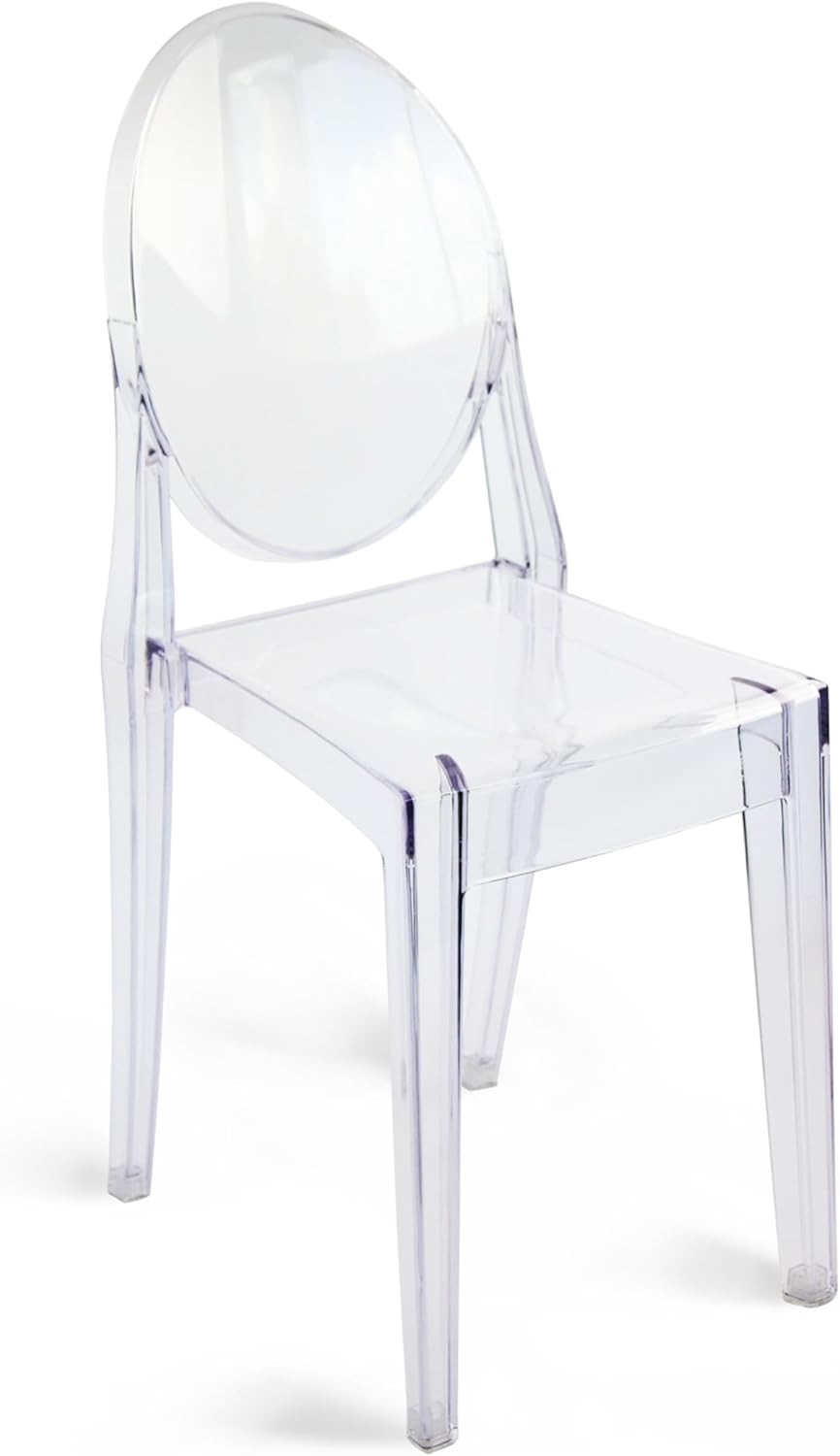 Set of 4 Clear Ghost Chairs, Modern Transparent Accent Side Chairs, Stackable Dining Room Restaurant Chairs for Events, Weddings, Banquets