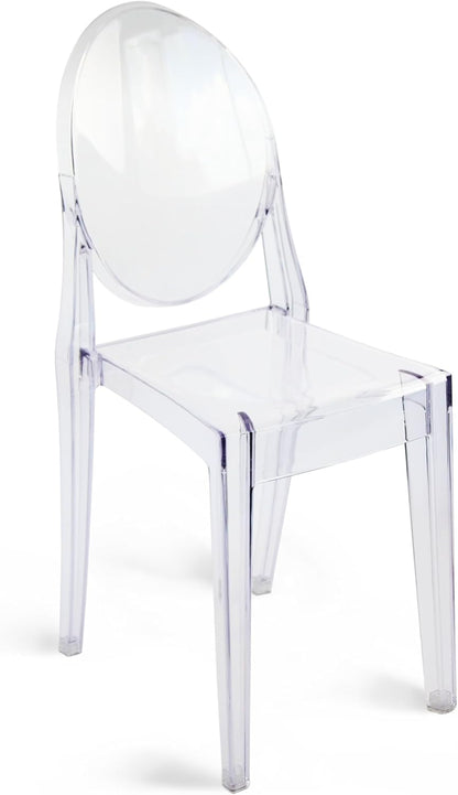 Set of 4 Clear Ghost Chairs, Modern Transparent Accent Side Chairs, Stackable Dining Room Restaurant Chairs for Events, Weddings, Banquets