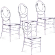 Set of 4 Chiavari Chair, Stackable Elegant Party Event Wedding Chairs, PP Dining Chairs Oval Backrest for Hospitality and Event Seating