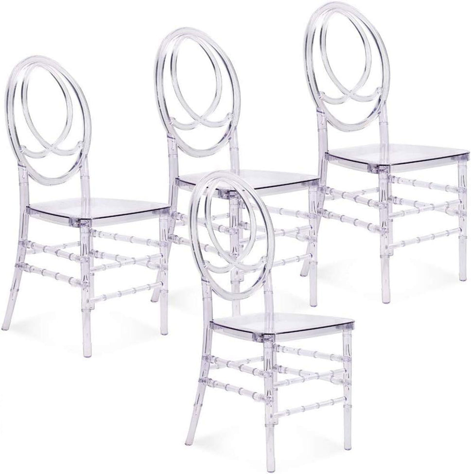 Set of 4 Chiavari Chair, Stackable Elegant Party Event Wedding Chairs, PP Dining Chairs Oval Backrest for Hospitality and Event Seating