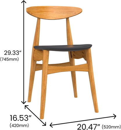 Set of 2 Solid Wood Dining Chair with Curved Oval Backrest