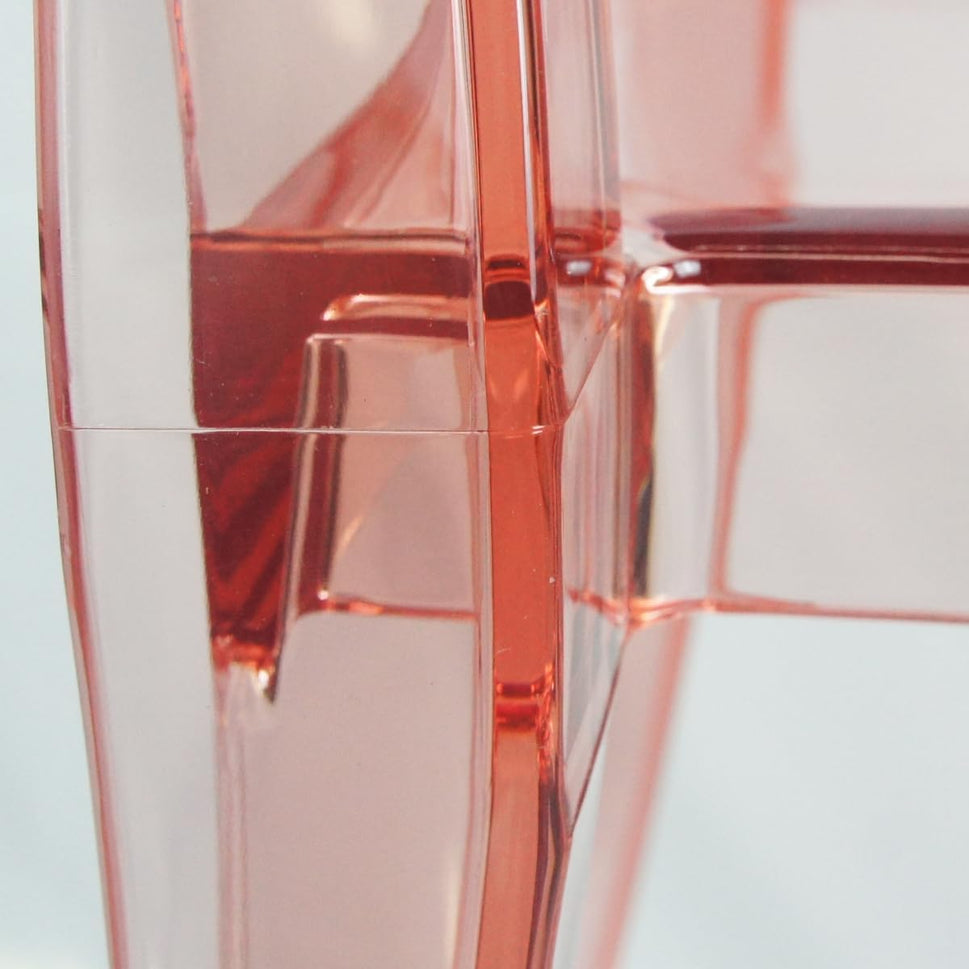 Set of 4 Pink Clear Ghost Chairs, Modern Transparent Accent Side Chairs, Stackable Dining Room Restaurant Chairs for Events, Weddings, Banquets