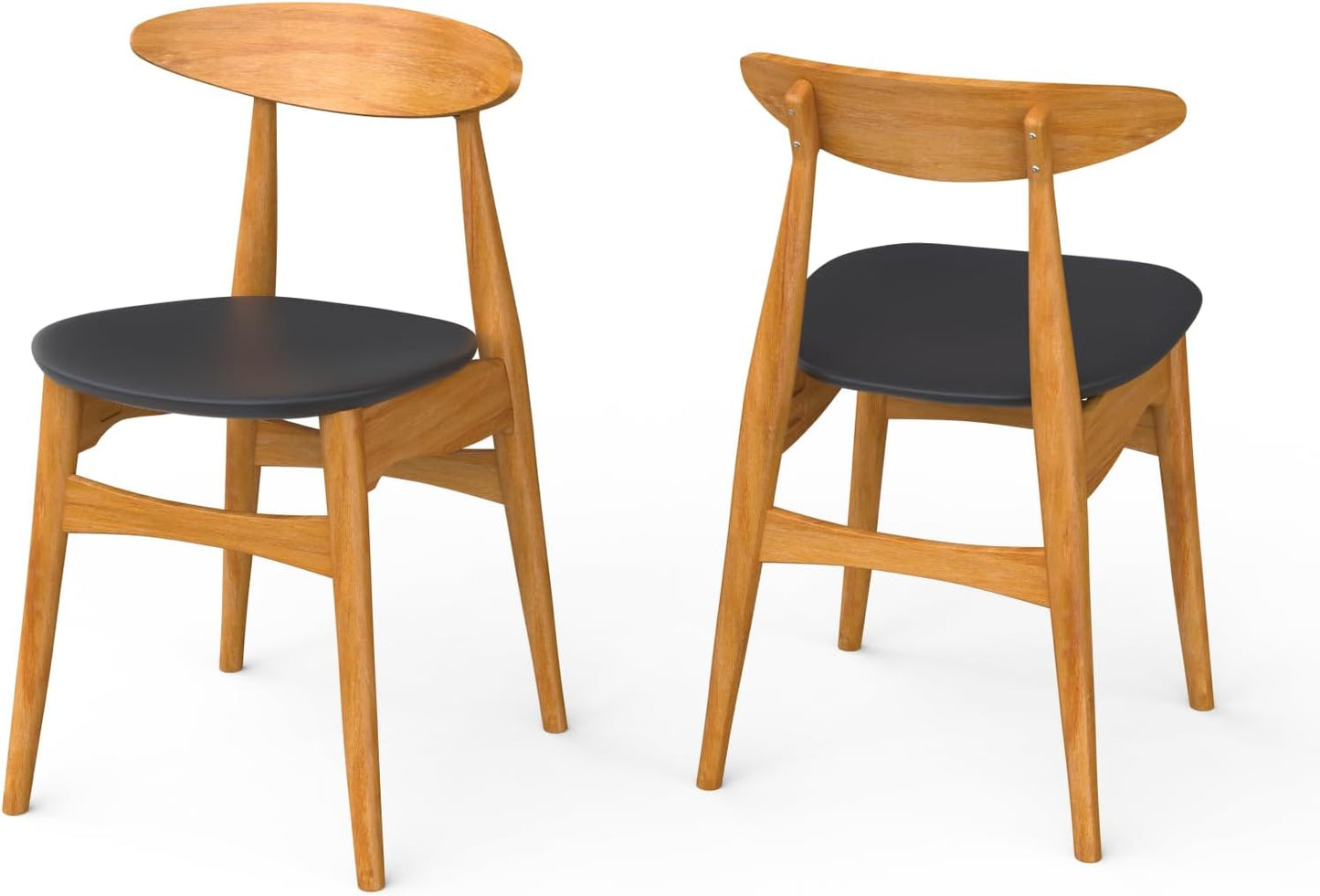 Set of 2 Solid Wood Dining Chair with Curved Oval Backrest