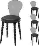 Switch Set of 4 Modern Vintage White PC Dining Chairs, Home Ghost Chair, Kitchen Office Aesthetic Chair PP Chair with Black Cushions 2 image
