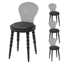 Switch Set of 4 Modern Vintage White PC Dining Chairs, Home Ghost Chair, Kitchen Office Aesthetic Chair PP Chair with Black Cushions 1 image