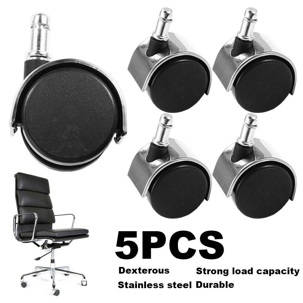 FOH 5PCS 2" Office Chair Casters - Heavy Duty Swivel Wheels for All Floors (Silver)