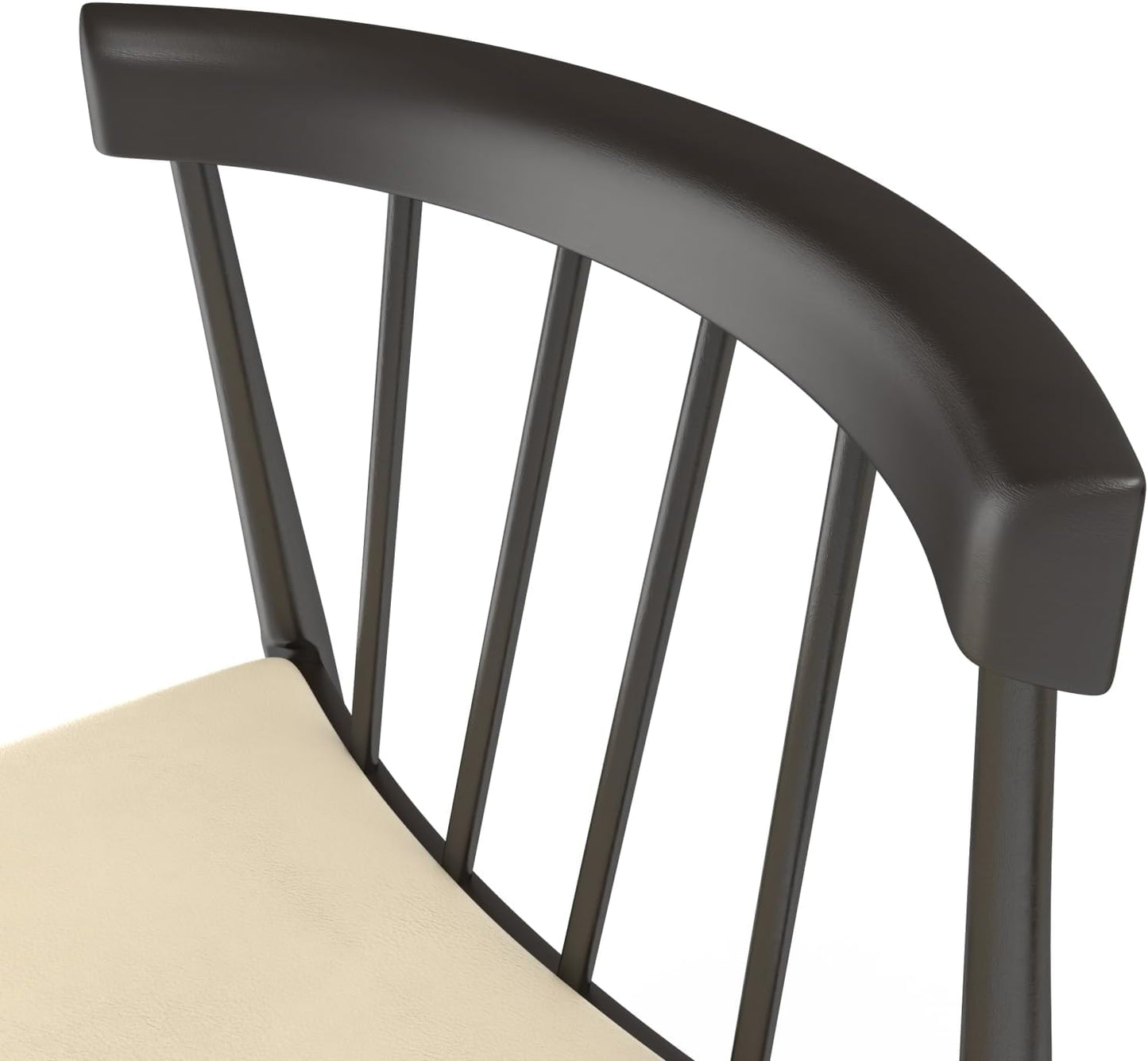 Set of 2 Angled Slat Back Wood Dining Chair with PU Upholstered Seat