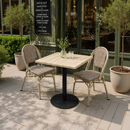 Outdoor Rattan Wicker Café Seating, Stackable Parisian Style Patio Dining Chairs with Aluminum Frame
