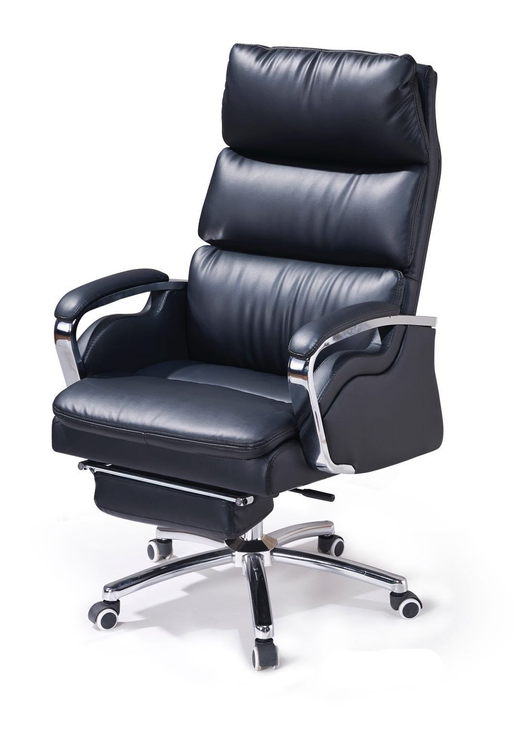 Reclining Faux Leather Office Chair with Footrest & Premium Comfort