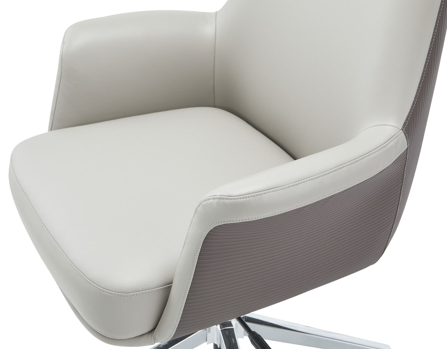 Stylish Grey Faux Leather Upholstered Office Chair with Chrome Finishes