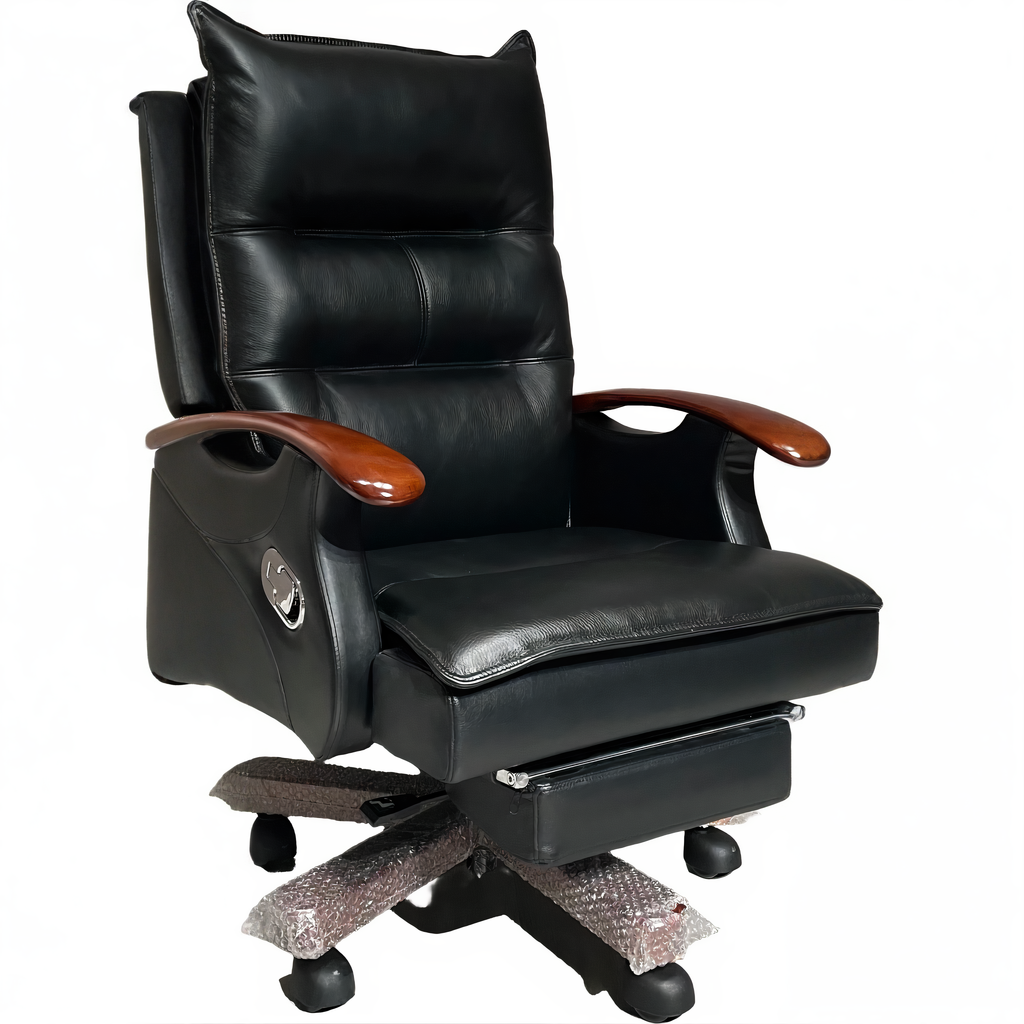 Executive Leather Office Chair – Reclining Desk Chair with Foot Rest