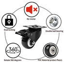 Switch 2&quot; Swivel Plate Caster Wheels with Dual Brake (Set of 4) - Heavy Duty PVC, 360° Steering 2 image