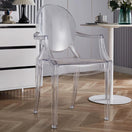 Switch Set of 4 Clear Circle Back with Armrest Ghost Chairs, Modern Transparent Side Chairs, Stackable Dining Room Restaurant Chairs for Events, Weddings, Banquets 4 image