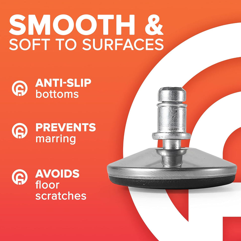 Office Chair Stool Fixed Stationary Foot Anti-Slip Bell Glides Low Profile Bell Glides Replacement Without Casters Wheels Set of 5 (Small and large options)