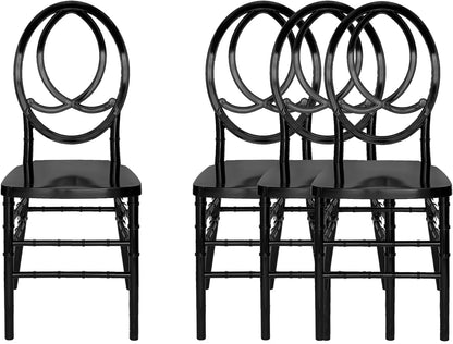 Set of 4 Chiavari Chair, Stackable Elegant Party Event Wedding Chairs, PP Dining Chairs Oval Backrest for Hospitality and Event Seating