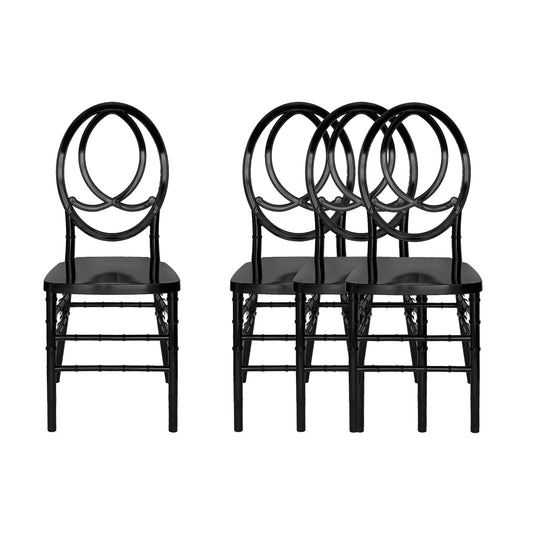 Set of 4 Chiavari Chair, Stackable Elegant Party Event Wedding Chairs, PP Dining Chairs Oval Backrest for Hospitality and Event Seating