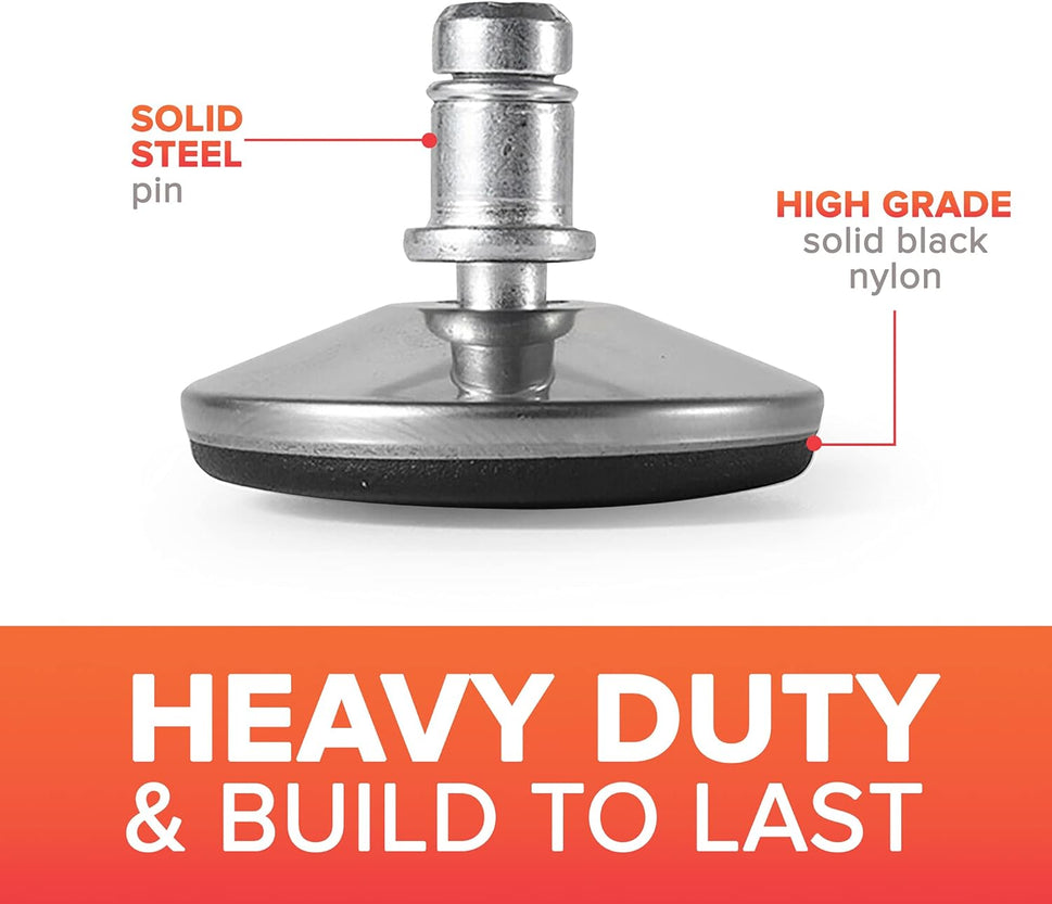 Office Chair Stool Fixed Stationary Foot Anti-Slip Bell Glides Low Profile Bell Glides Replacement Without Casters Wheels Set of 5 (Small and large options)