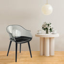 Switch Set of 4 Modern Translucent Smoky Black PC Dining Chairs, Clear Dining Room Chair, Translucent Dining Chair with Solid Black Seat and Legs for Living Room Cafe Bar 2 image