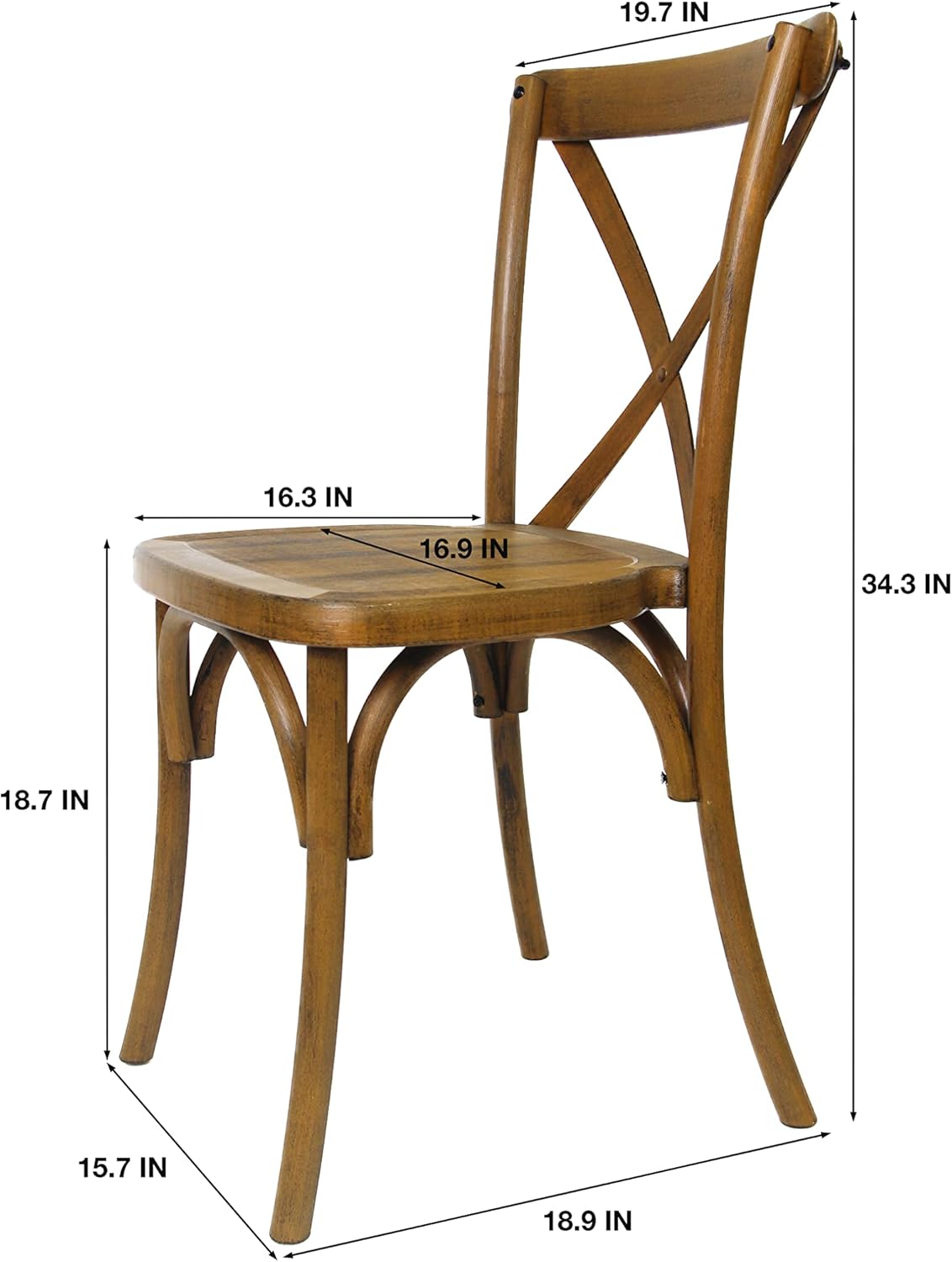 Set of 4 Farmhouse Dining Chairs, Resin Cross Back Imitation Textured for Kitchen, Wedding, Restaurant with Metal Rod-Reinforced Leg