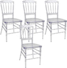 Switch Set of 4 Clear Crystal Acrylic Chairs, Transparent Stacking Chiavari Dining Chairs for Weddings, Banquets, Events (Napoleon, Clear) 2 image