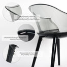 Switch Set of 4 Modern Translucent Smoky Black PC Dining Chairs, Clear Dining Room Chair, Translucent Dining Chair with Solid Black Seat and Legs for Living Room Cafe Bar 4 image