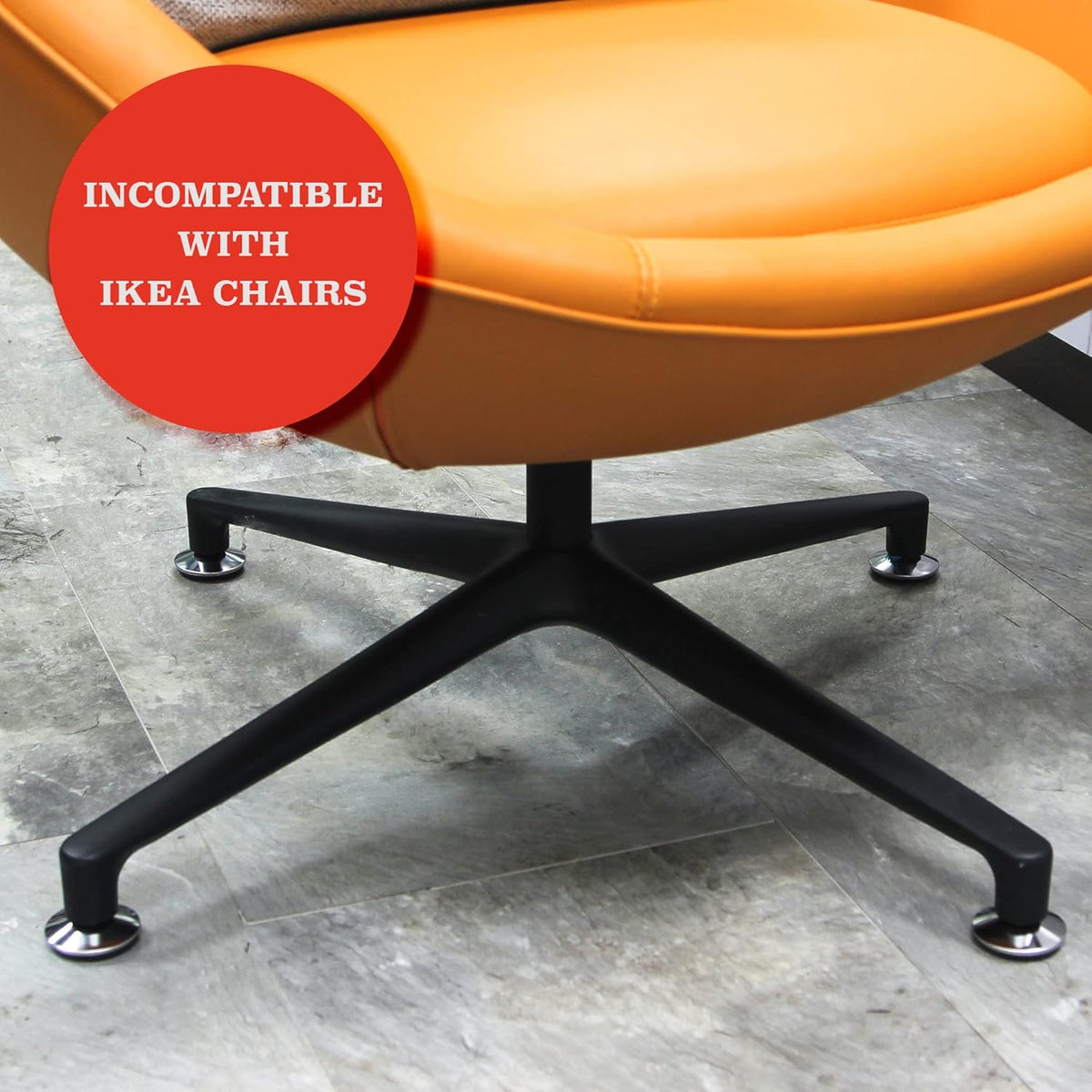 Office Chair Stool Fixed Stationary Foot Anti-Slip Bell Glides Low Profile Bell Glides Replacement Without Casters Wheels Set of 5 (Small and large options)