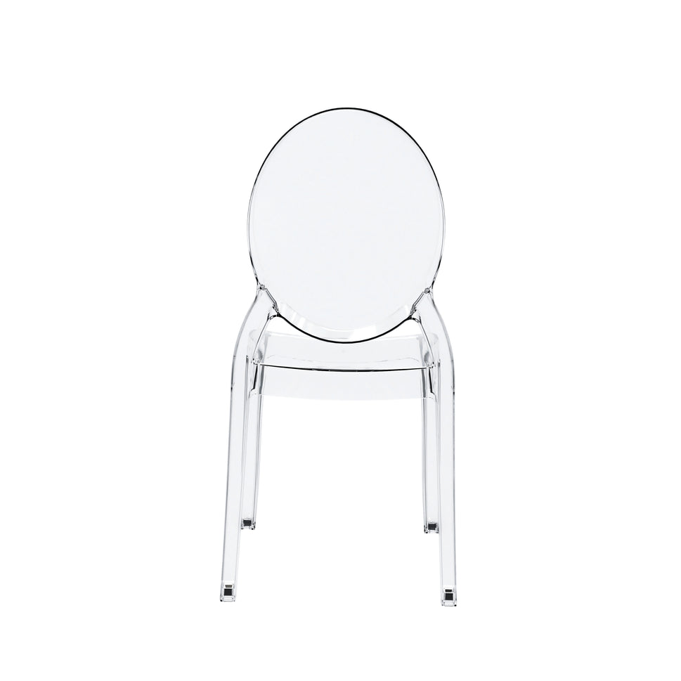 Set of 4 Clear LARGE Ghost Chairs, Modern Acrylic Stacking Chairs, Kitchen and Dining Room