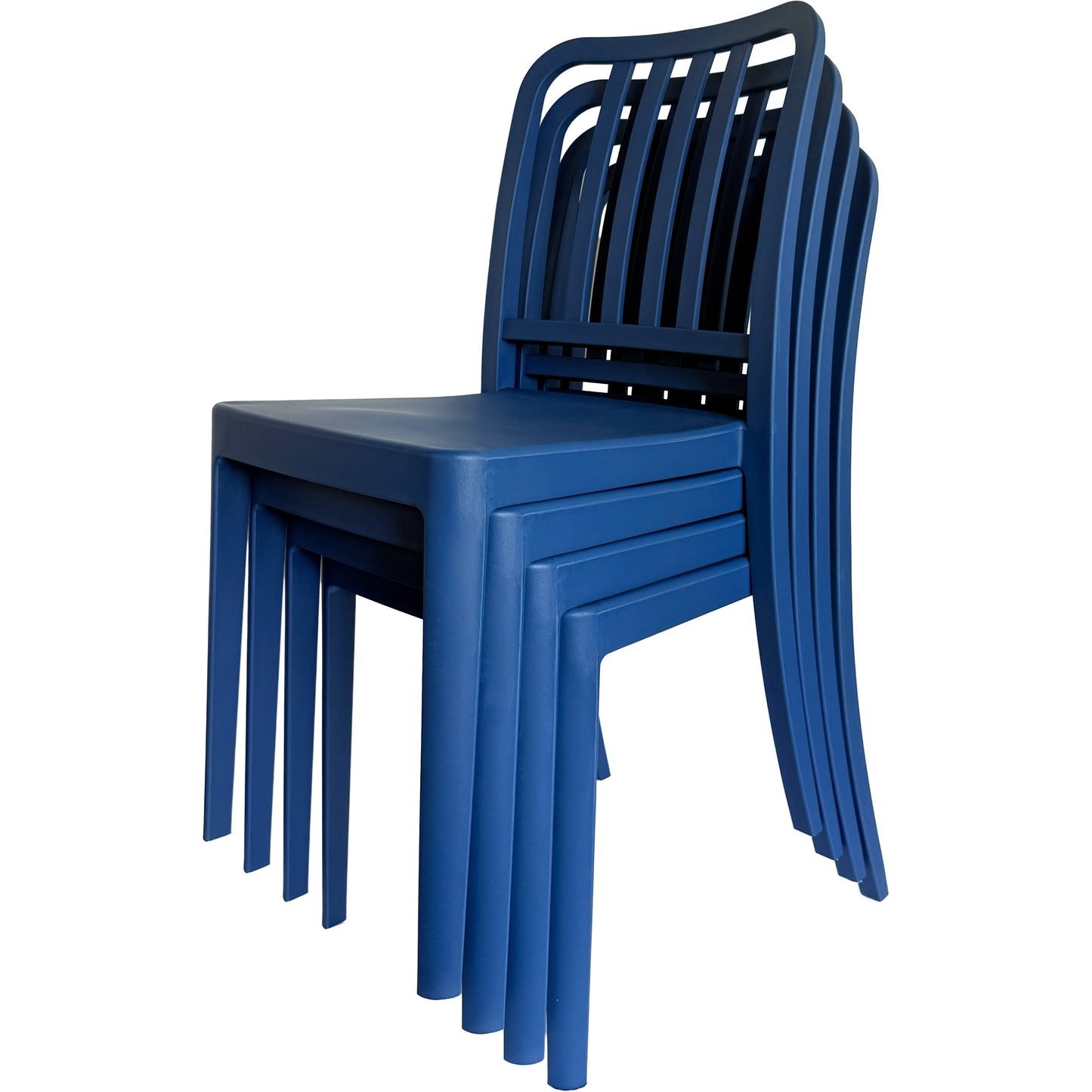 Set of 4 PP Vertical Slatback Dining Chairs, Indoor Outdoor Use- Multiple Color Options