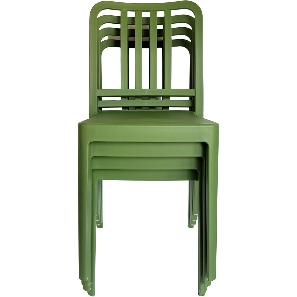 Set of 4 PP Vertical Slatback Dining Chairs, Indoor Outdoor Use- Multiple Color Options