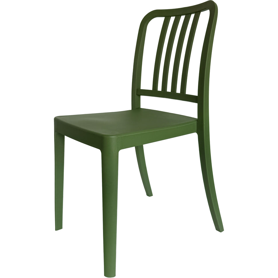 Set of 4 PP Vertical Slatback Dining Chairs, Indoor Outdoor Use- Multiple Color Options