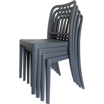 Set of 4 PP Vertical Slatback Dining Chairs, Indoor Outdoor Use- Multiple Color Options