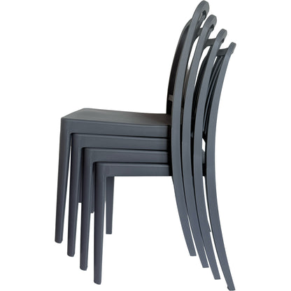 Set of 4 PP Vertical Slatback Dining Chairs, Indoor Outdoor Use- Multiple Color Options