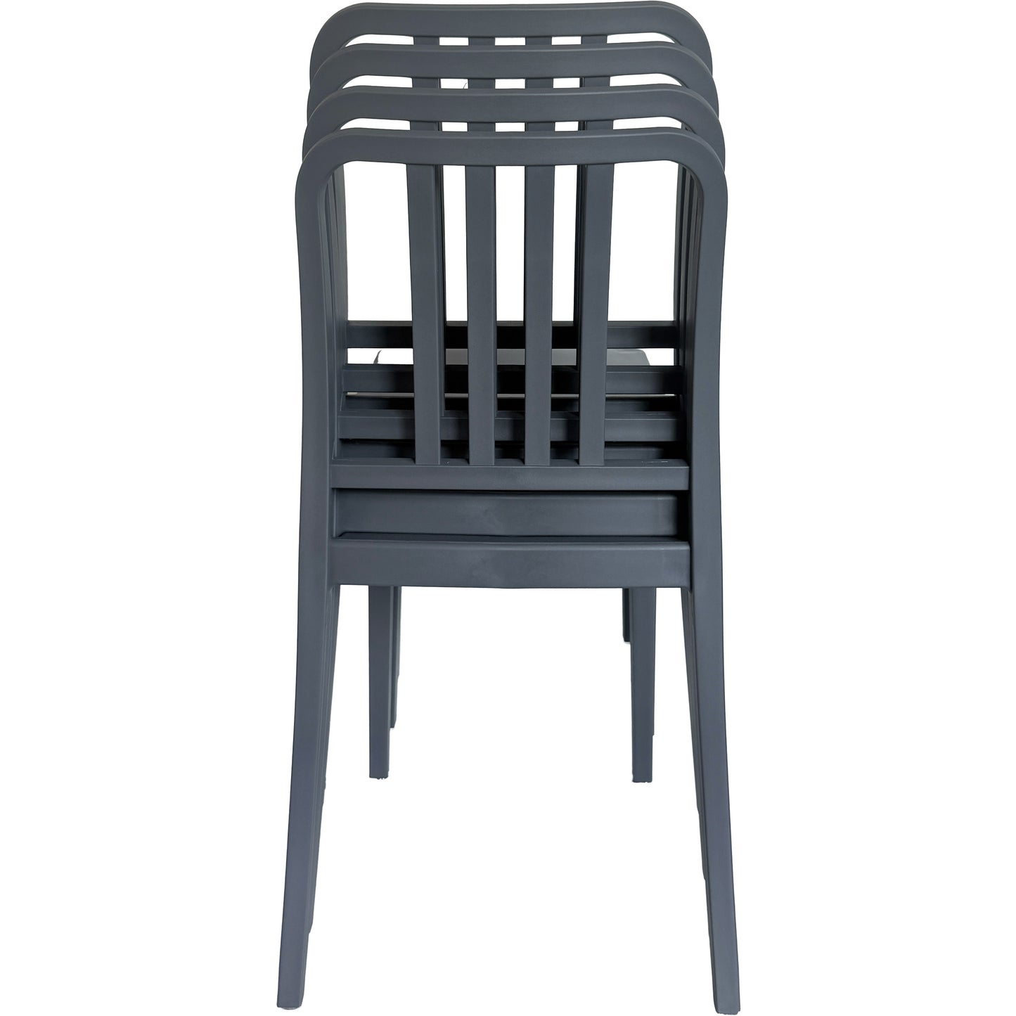 Set of 4 PP Vertical Slatback Dining Chairs, Indoor Outdoor Use- Multiple Color Options