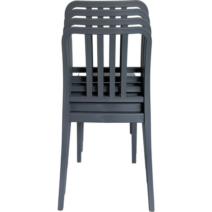 Set of 4 PP Vertical Slatback Dining Chairs, Indoor Outdoor Use- Multiple Color Options