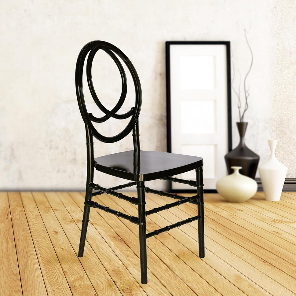 Set of 4 Chiavari Chair, Stackable Elegant Party Event Wedding Chairs, PP Dining Chairs Oval Backrest for Hospitality and Event Seating