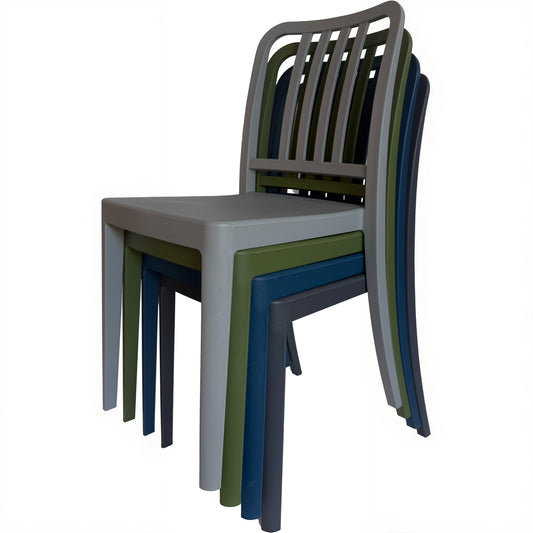 Set of 4 PP Vertical Slatback Dining Chairs, Indoor Outdoor Use- Multiple Color Options