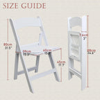 Set of 4 White Folding Chair with Vinyl Seat, Resin Stackable Dining Chairs for Weddings, Parties, Church, Kitchen, Events Banquet