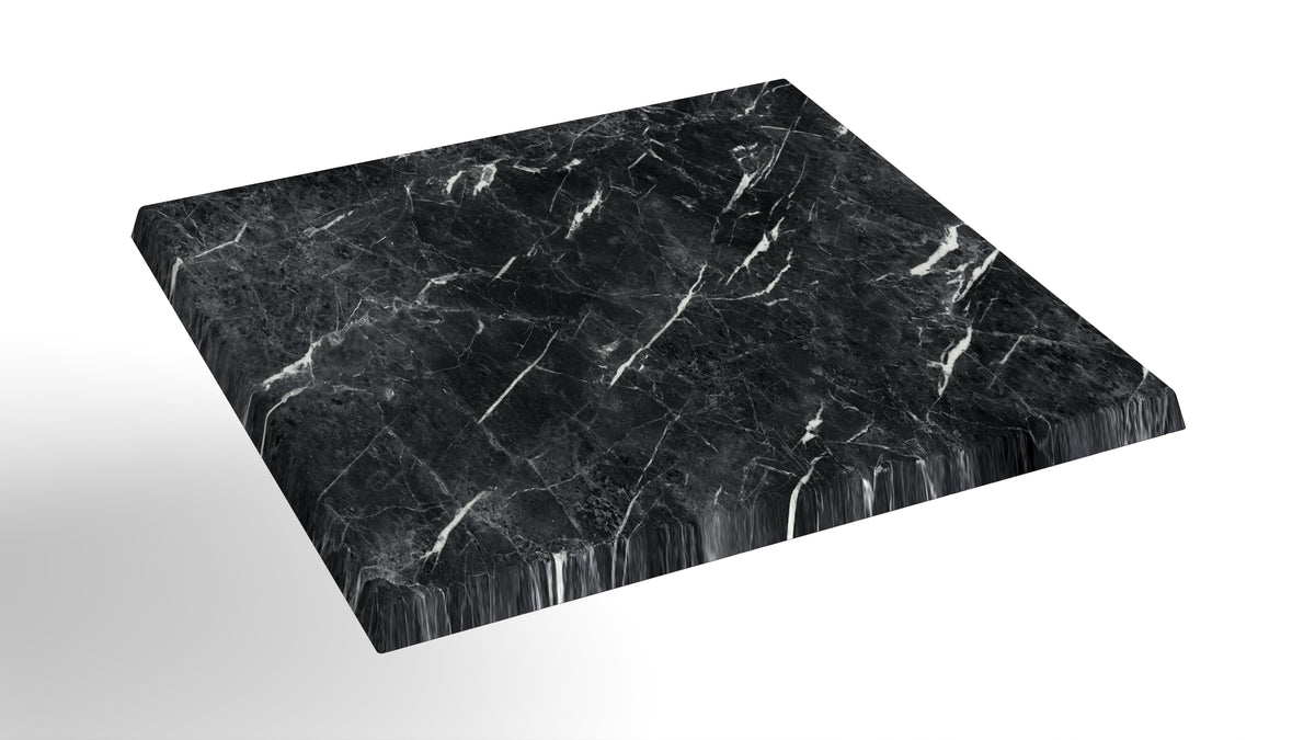 Commercial-Grade Indoor & Outdoor Table with Reinforced Stone-Composite Top: Black Marble-Like