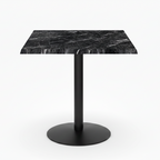 Commercial-Grade Indoor & Outdoor Table with Reinforced Stone-Composite Top: Black Marble-Like