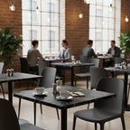 Commercial-Grade Indoor & Outdoor Table with Reinforced Stone-Composite Top: Black Marble-Like