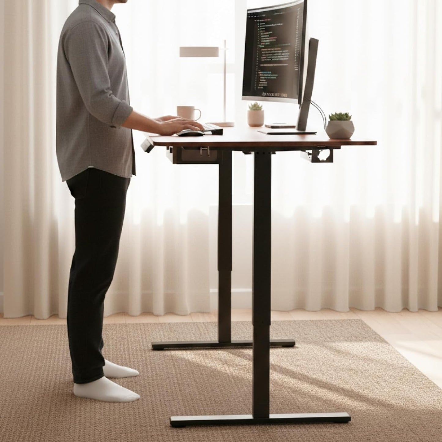 63 x 31.5 in Electric Height Adjustable Sit-Stand Desk
