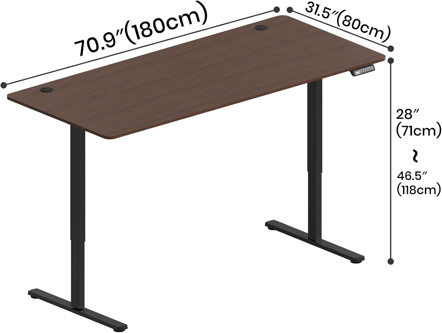 70.9 x 31.5" Electric Height Adjustable Sit-Stand Desk