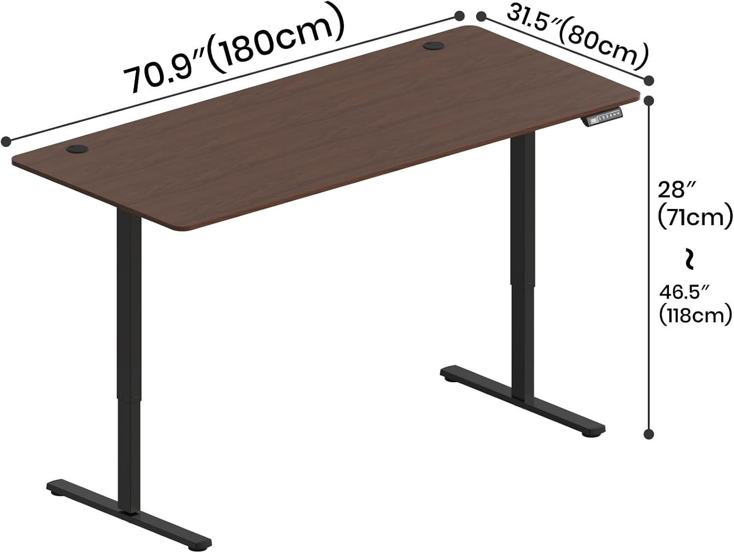 70.9 x 31.5" Electric Height Adjustable Sit-Stand Desk