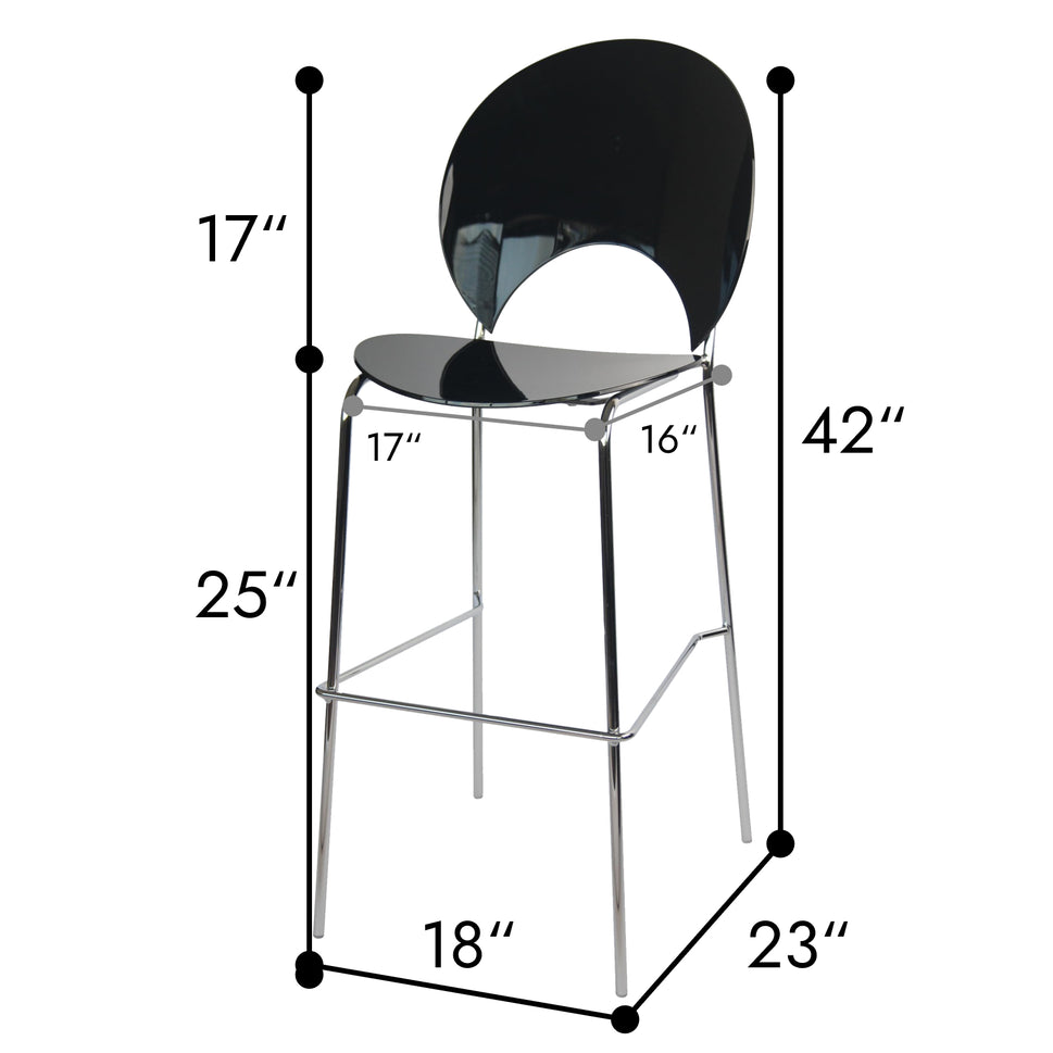 Set of 4 Modern PC Barstools with Chrome Metal Legs