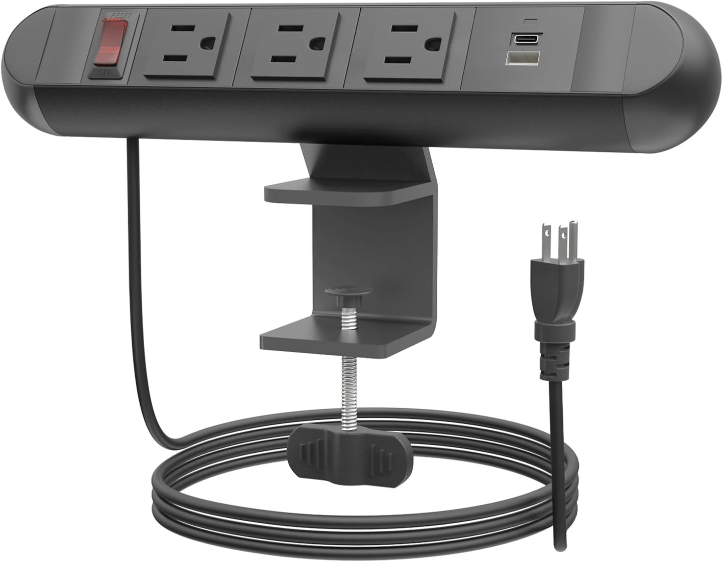 Power Strip with Surge Protection and Desktop Clamp