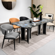 Amazon Blue Marble-Effect Dining Table – 160 x 90 cm Modern Rectangular Table